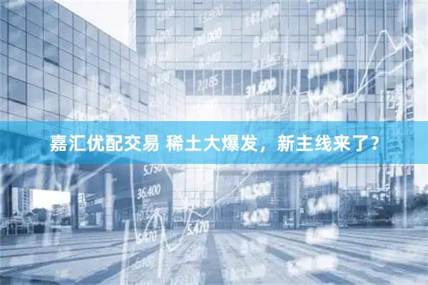 嘉汇优配交易 稀土大爆发，新主线来了？
